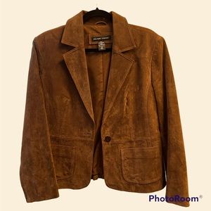 Beautiful NY&Co Brown Suede Leather Jacket Sz 12 🔥